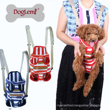 Canvas Stripe Chest Dog Backpack Carrier Any Legs Out Front Style Backpack Pet Carrier Double-Shoulder Dog Carrier Bag